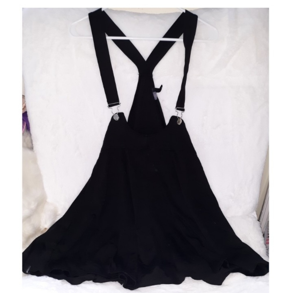 black overall suspender dress